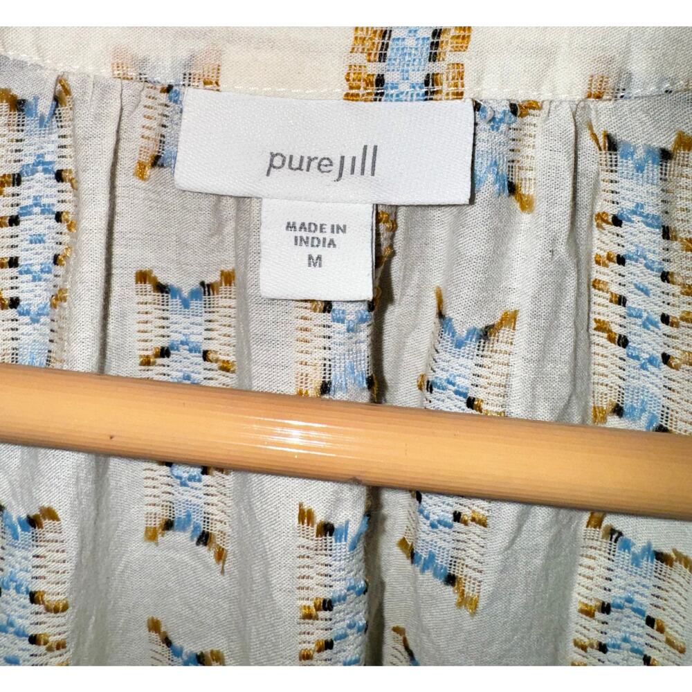 J. Jill Cream Geometric Print Button Front Blouse - Picture 7 of 8